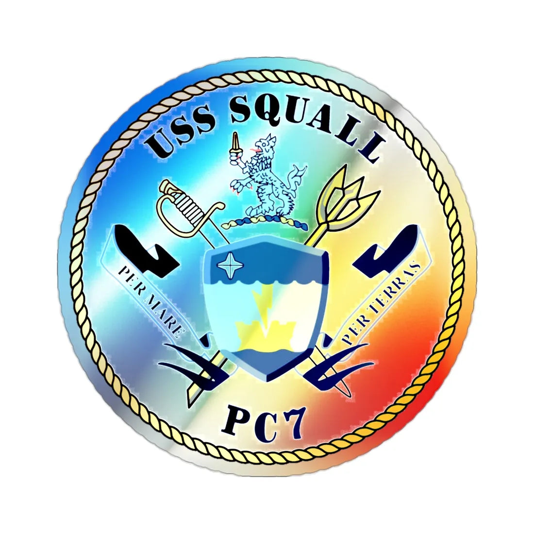 USS Squall PC7 (U.S. Navy) Holographic STICKER Die-Cut Vinyl Decal 2 Inch Holographic - The Sticker Space