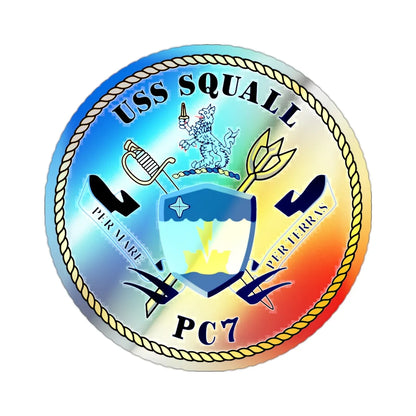 USS Squall PC7 (U.S. Navy) Holographic STICKER Die-Cut Vinyl Decal 2 Inch Holographic - The Sticker Space