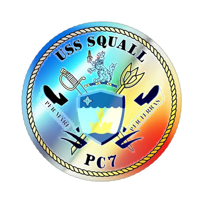 USS Squall PC7 (U.S. Navy) Holographic STICKER Die-Cut Vinyl Decal 3 Inch Holographic - The Sticker Space