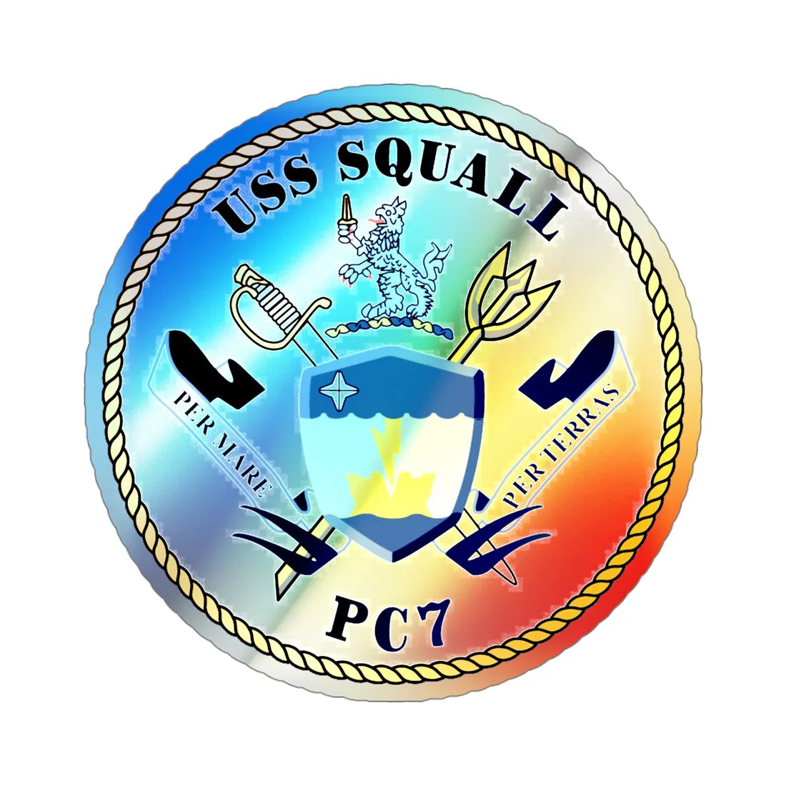 USS Squall PC7 (U.S. Navy) Holographic STICKER Die-Cut Vinyl Decal 4 Inch Holographic - The Sticker Space