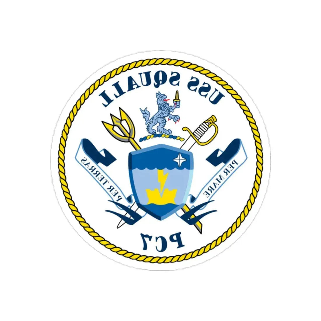 USS Squall PC7 (U.S. Navy) REVERSE PRINT Transparent Die-Cut STICKER 2 Inch Die-Cut Transparent - The Sticker Space