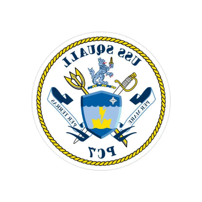 USS Squall PC7 (U.S. Navy) REVERSE PRINT Transparent Die-Cut STICKER 2 Inch Die-Cut Transparent - The Sticker Space