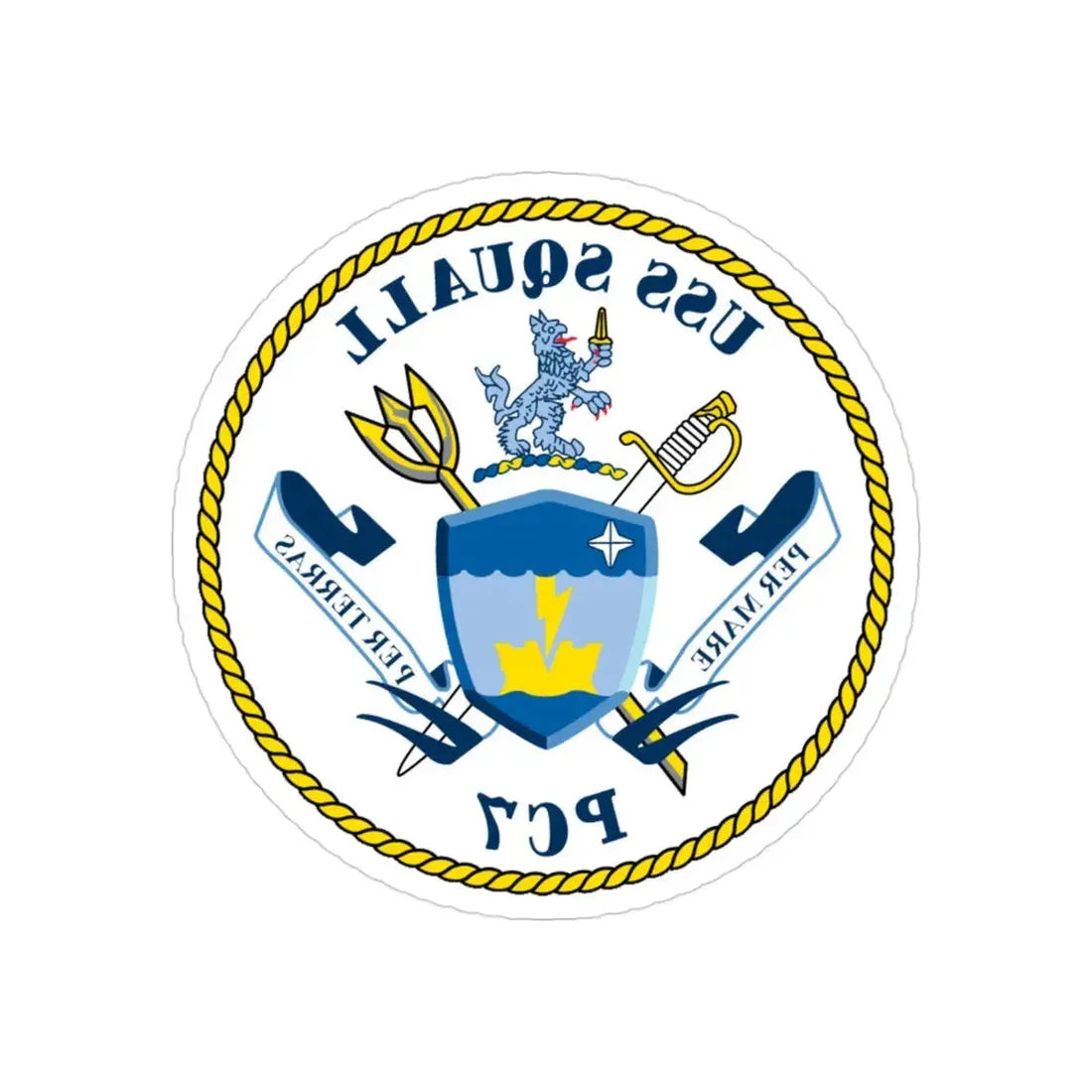 USS Squall PC7 (U.S. Navy) REVERSE PRINT Transparent Die-Cut STICKER 3 Inch Die-Cut Transparent - The Sticker Space