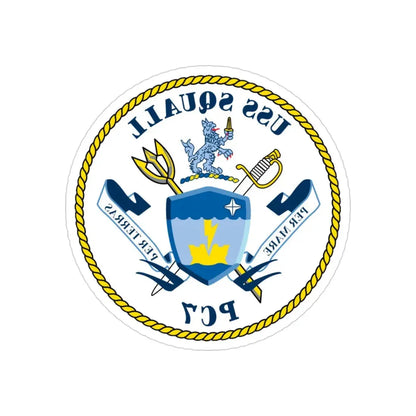 USS Squall PC7 (U.S. Navy) REVERSE PRINT Transparent Die-Cut STICKER 3 Inch Die-Cut Transparent - The Sticker Space