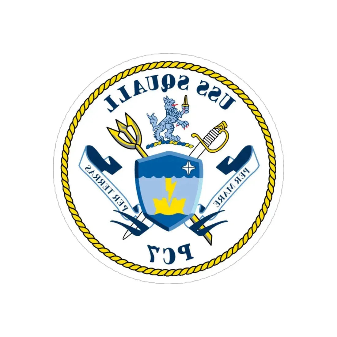USS Squall PC7 (U.S. Navy) REVERSE PRINT Transparent Die-Cut STICKER 4 Inch Die-Cut Transparent - The Sticker Space