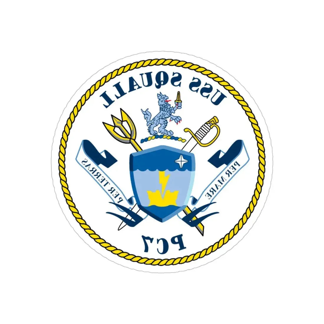 USS Squall PC7 (U.S. Navy) REVERSE PRINT Transparent Die-Cut STICKER 5 Inch Die-Cut Transparent - The Sticker Space