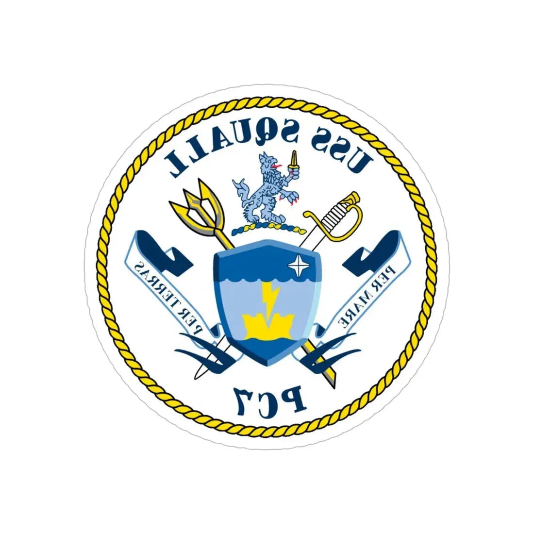 USS Squall PC7 (U.S. Navy) REVERSE PRINT Transparent Die-Cut STICKER 6 Inch Die-Cut Transparent - The Sticker Space