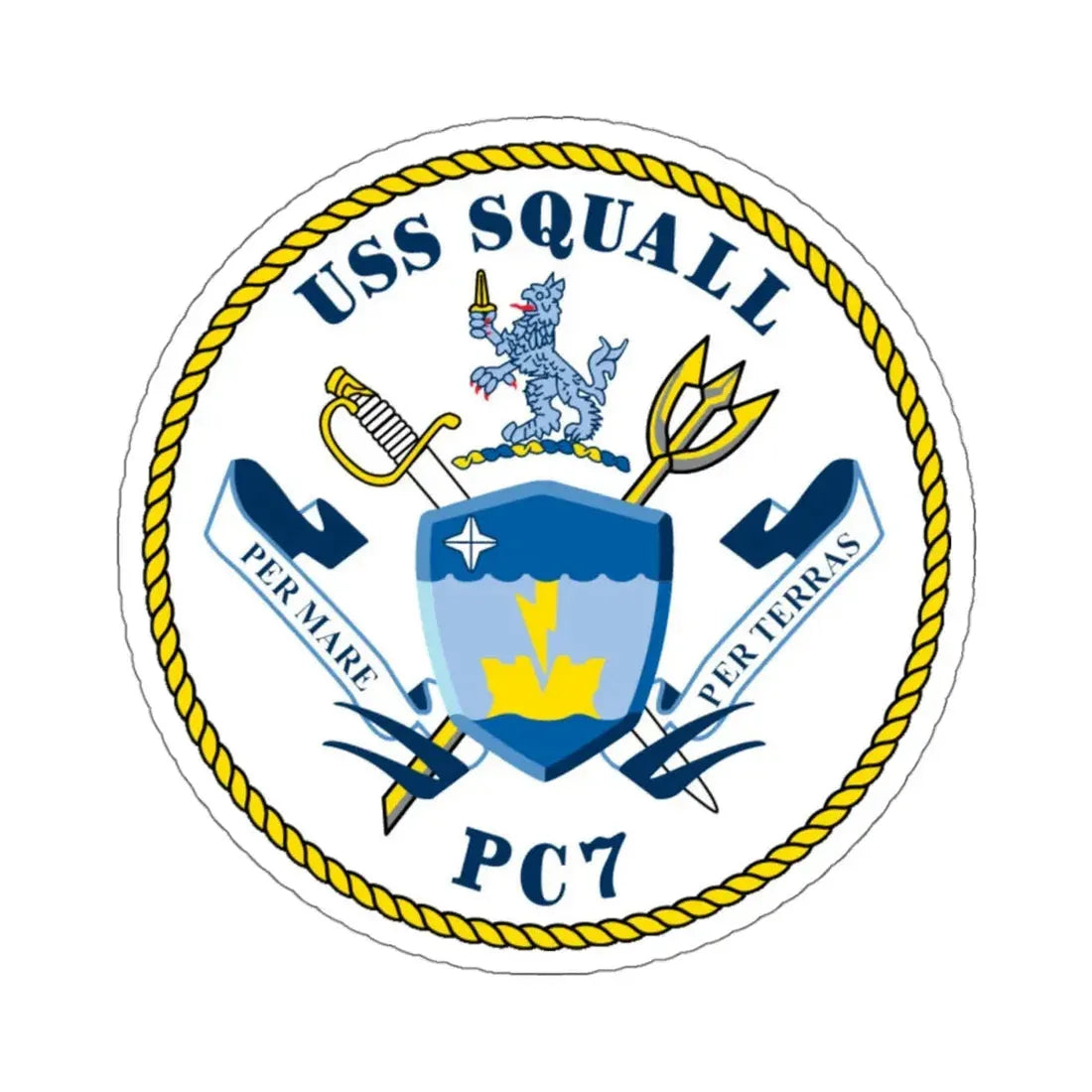 USS Squall PC7 (U.S. Navy) STICKER Vinyl Kiss-Cut Decal 4 Inch White - The Sticker Space