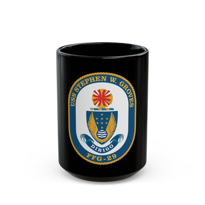 USS Stephen W Groves (U.S. Navy) Black Coffee Mug-15oz-The Sticker Space