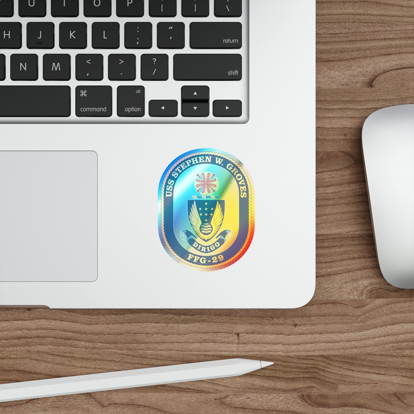 USS Stephen W Groves (U.S. Navy) Holographic STICKER Die-Cut Vinyl Decal-The Sticker Space