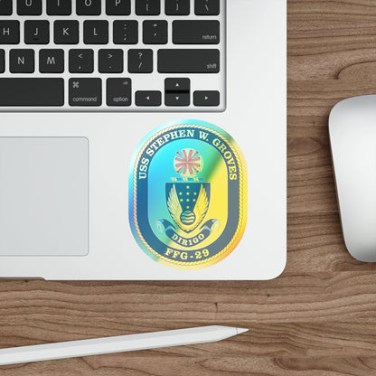 USS Stephen W Groves (U.S. Navy) Holographic STICKER Die-Cut Vinyl Decal-The Sticker Space