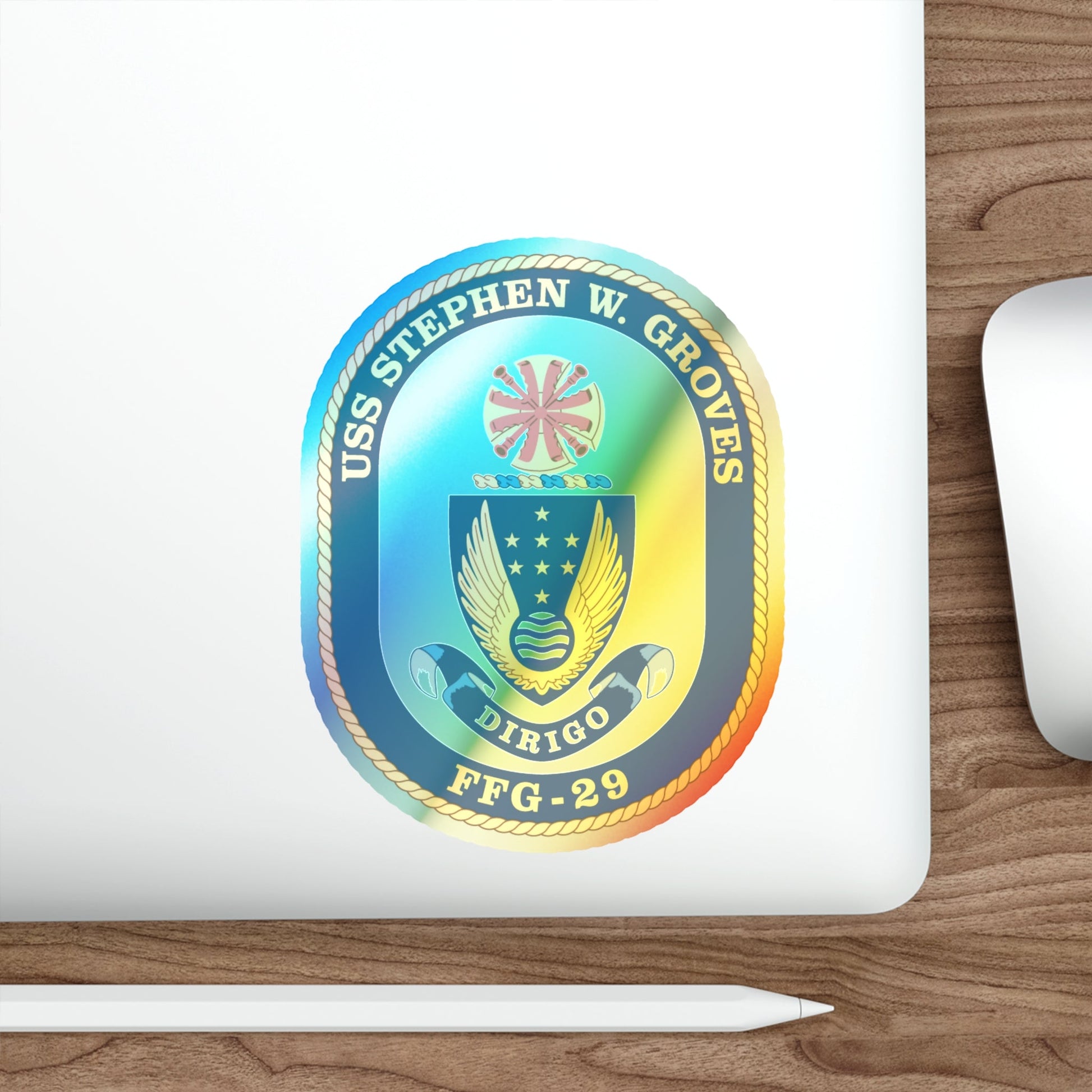 USS Stephen W Groves (U.S. Navy) Holographic STICKER Die-Cut Vinyl Decal-The Sticker Space