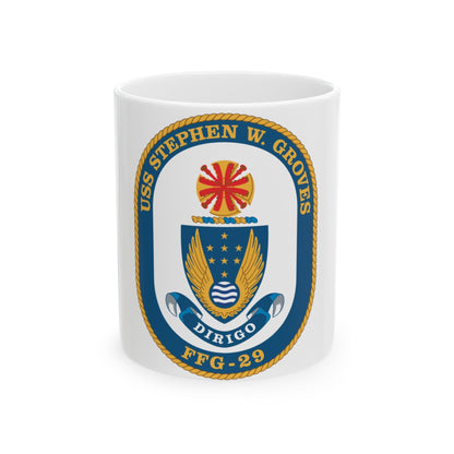 USS Stephen W Groves (U.S. Navy) White Coffee Mug-11oz-The Sticker Space