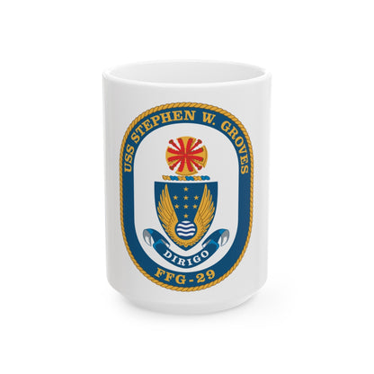 USS Stephen W Groves (U.S. Navy) White Coffee Mug-15oz-The Sticker Space