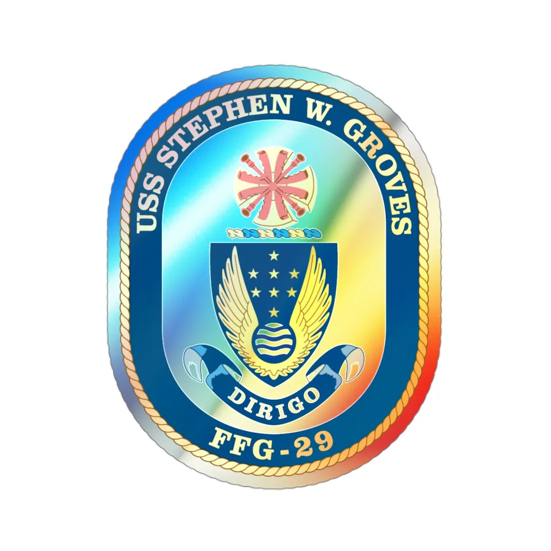 USS Stephen W Groves (U.S. Navy) Holographic STICKER Die-Cut Vinyl Decal 3 Inch Holographic - The Sticker Space