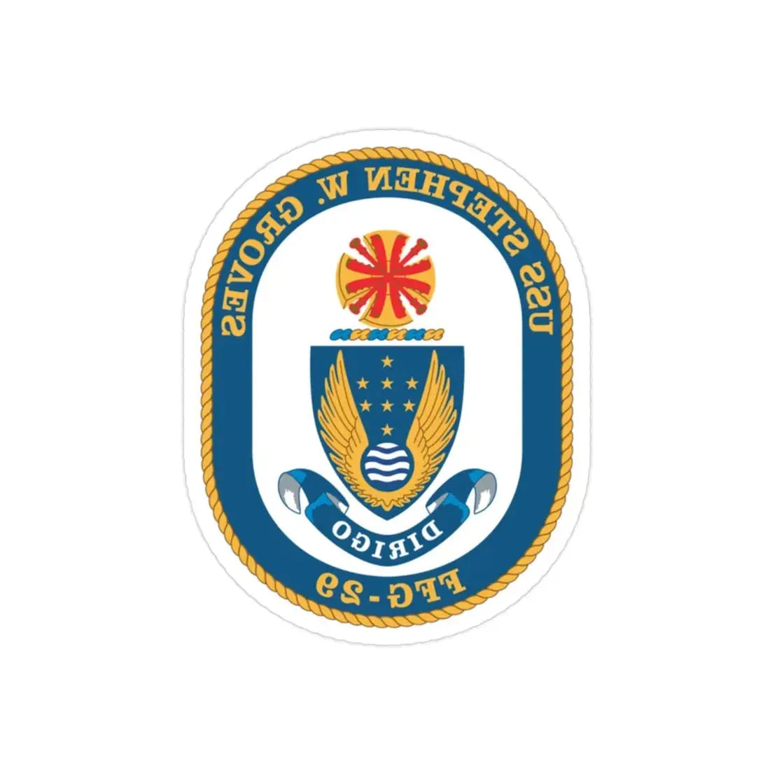 USS Stephen W Groves (U.S. Navy) REVERSE PRINT Transparent Die-Cut STICKER 2 Inch Die-Cut Transparent - The Sticker Space