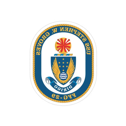 USS Stephen W Groves (U.S. Navy) REVERSE PRINT Transparent Die-Cut STICKER 2 Inch Die-Cut Transparent - The Sticker Space
