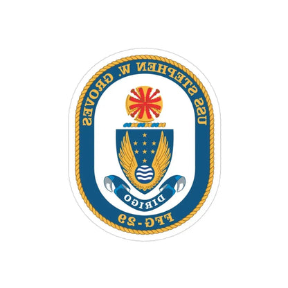 USS Stephen W Groves (U.S. Navy) REVERSE PRINT Transparent Die-Cut STICKER 3 Inch Die-Cut Transparent - The Sticker Space