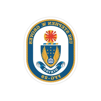 USS Stephen W Groves (U.S. Navy) REVERSE PRINT Transparent Die-Cut STICKER 5 Inch Die-Cut Transparent - The Sticker Space