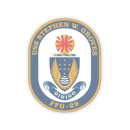 USS Stephen W Groves (U.S. Navy) STICKER Vinyl Kiss-Cut Decal 2 Inch Transparent - The Sticker Space
