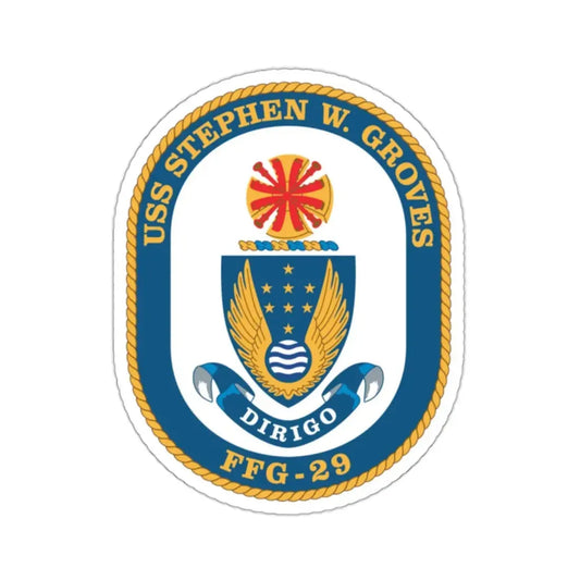 USS Stephen W Groves (U.S. Navy) STICKER Vinyl Kiss-Cut Decal 2 Inch White - The Sticker Space
