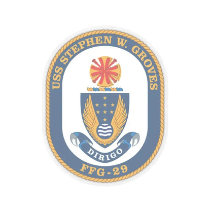 USS Stephen W Groves (U.S. Navy) STICKER Vinyl Kiss-Cut Decal 3 Inch Transparent - The Sticker Space