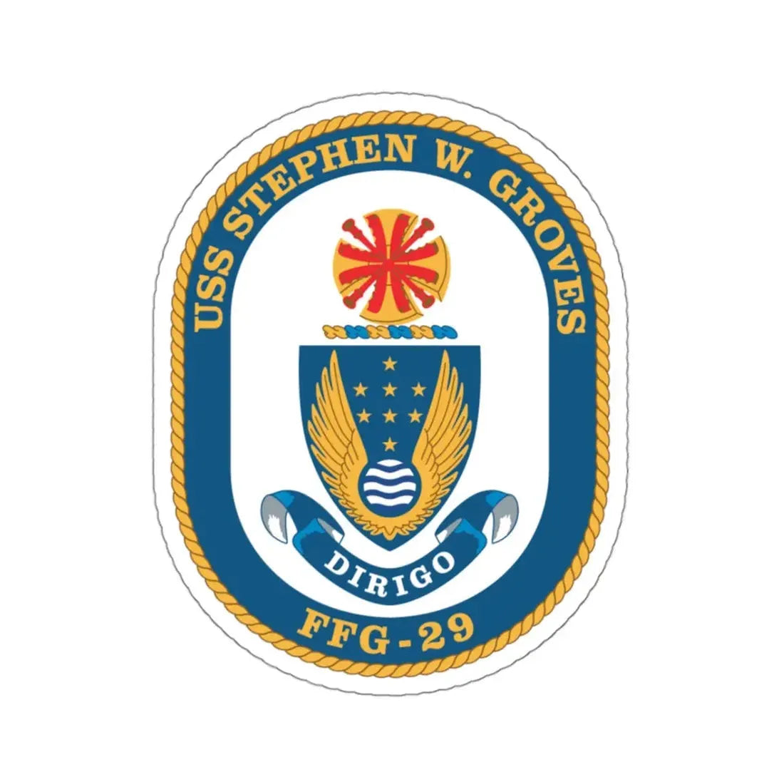 USS Stephen W Groves (U.S. Navy) STICKER Vinyl Kiss-Cut Decal 3 Inch White - The Sticker Space