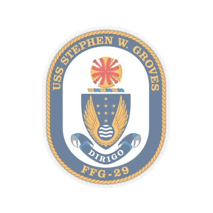 USS Stephen W Groves (U.S. Navy) STICKER Vinyl Kiss-Cut Decal 4 Inch Transparent - The Sticker Space