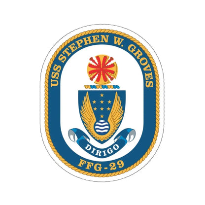 USS Stephen W Groves (U.S. Navy) STICKER Vinyl Kiss-Cut Decal 4 Inch White - The Sticker Space