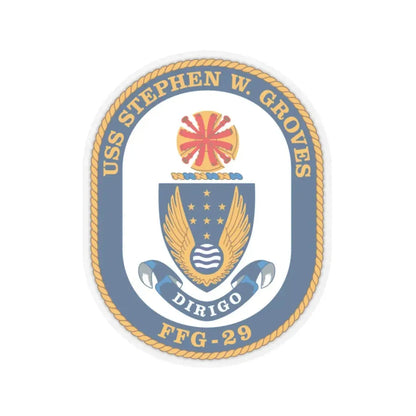 USS Stephen W Groves (U.S. Navy) STICKER Vinyl Kiss-Cut Decal 6 Inch Transparent - The Sticker Space