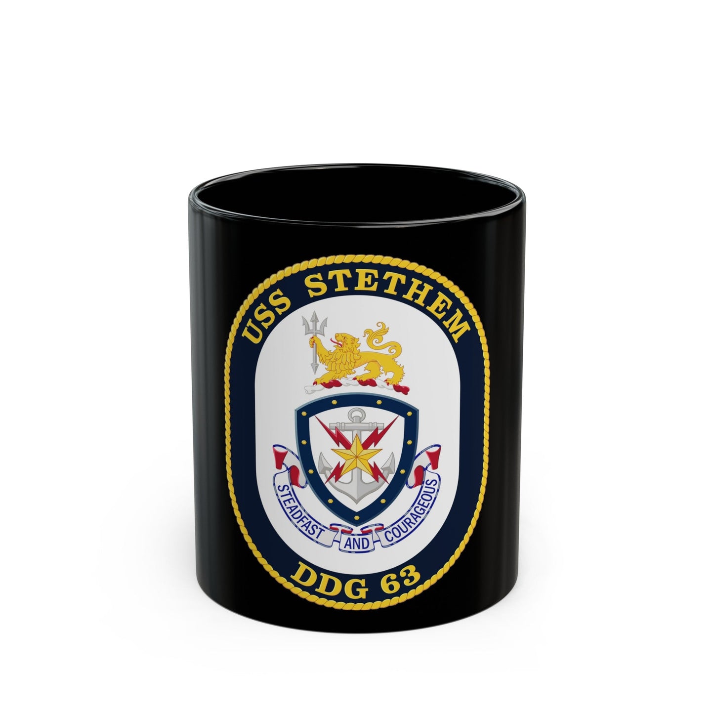 USS Stethem DDG 63 Crest (U.S. Navy) Black Coffee Mug-11oz-The Sticker Space
