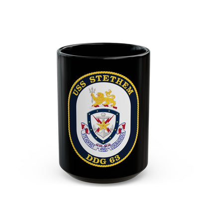 USS Stethem DDG 63 Crest (U.S. Navy) Black Coffee Mug-15oz-The Sticker Space