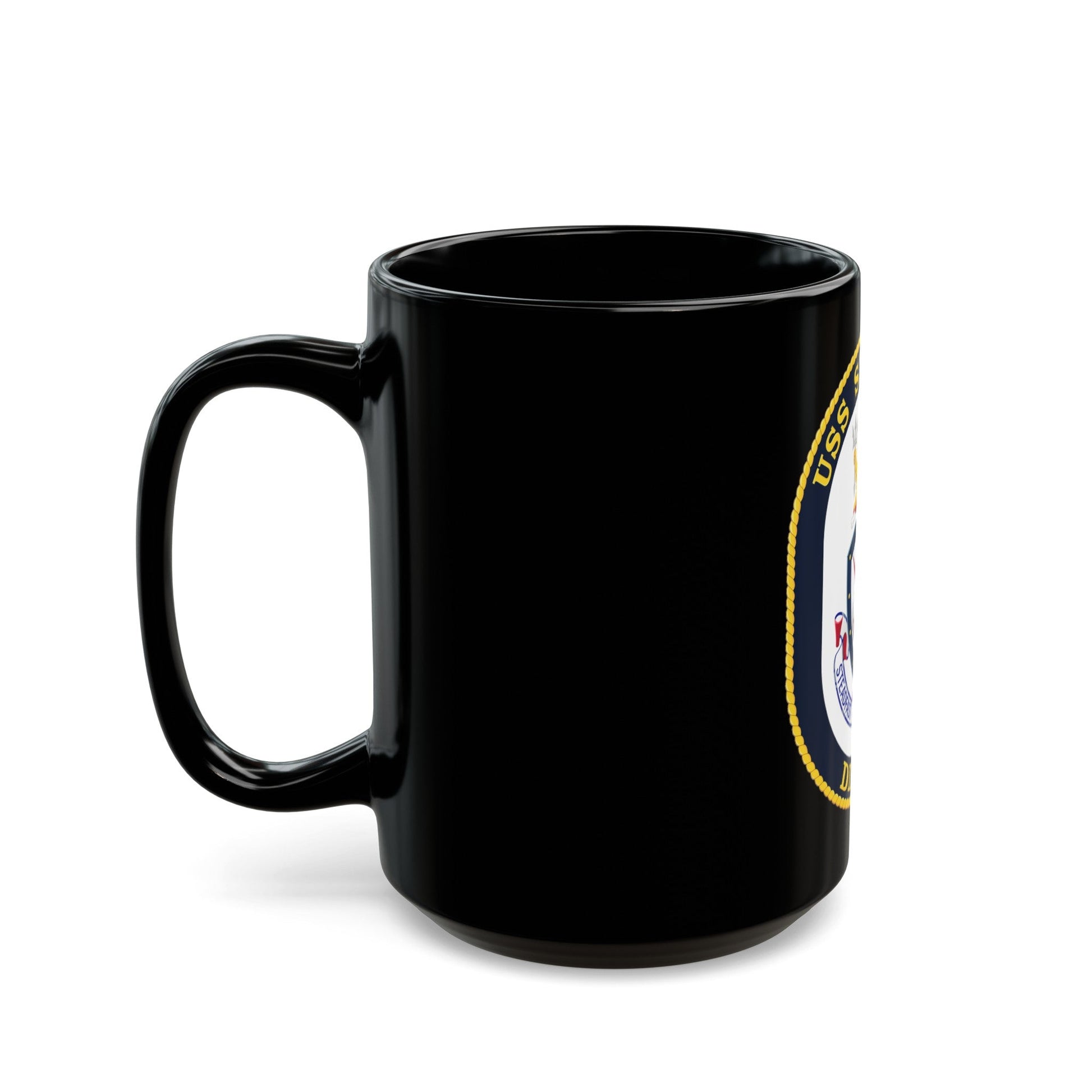 USS Stethem DDG 63 Crest (U.S. Navy) Black Coffee Mug-The Sticker Space