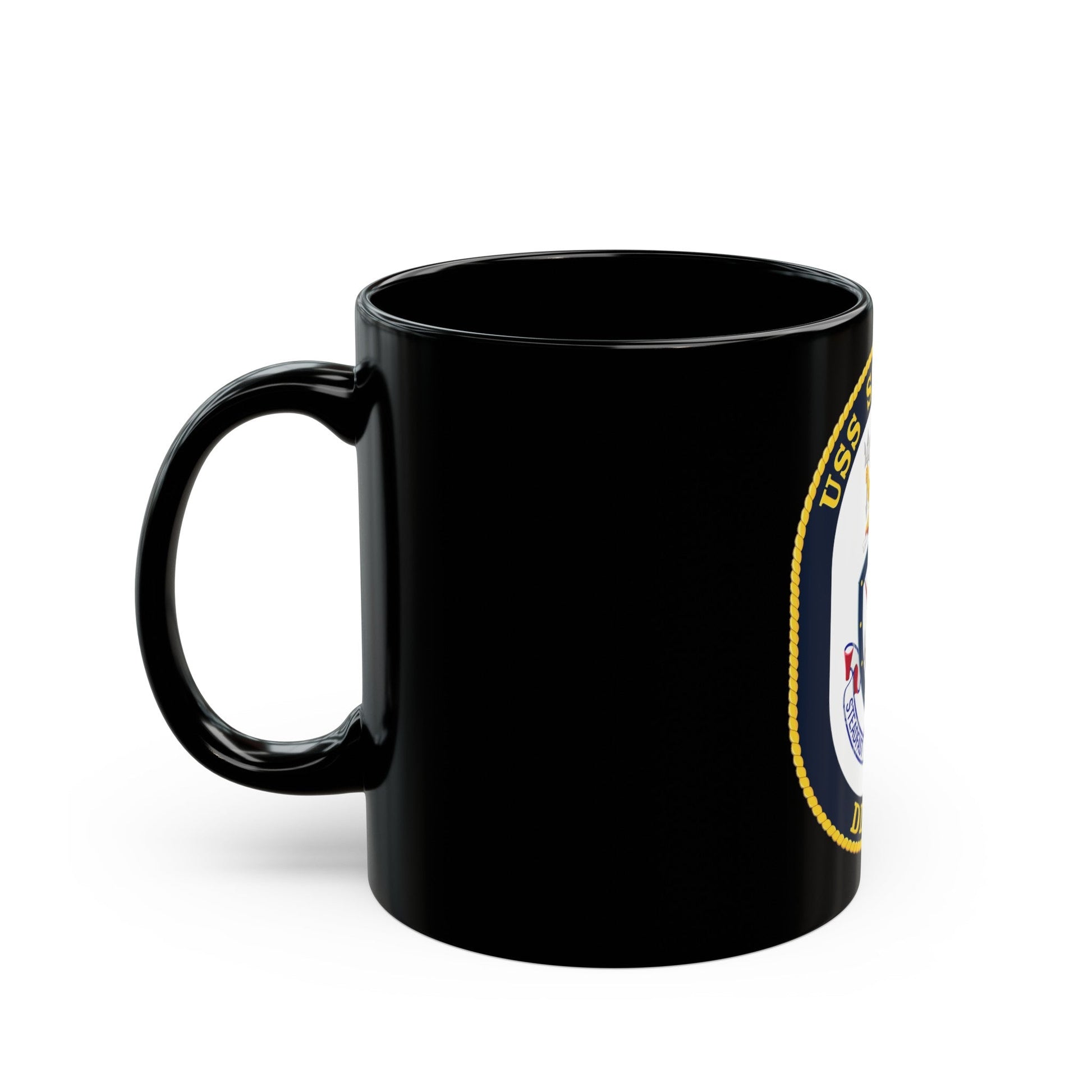 USS Stethem DDG 63 Crest (U.S. Navy) Black Coffee Mug-The Sticker Space