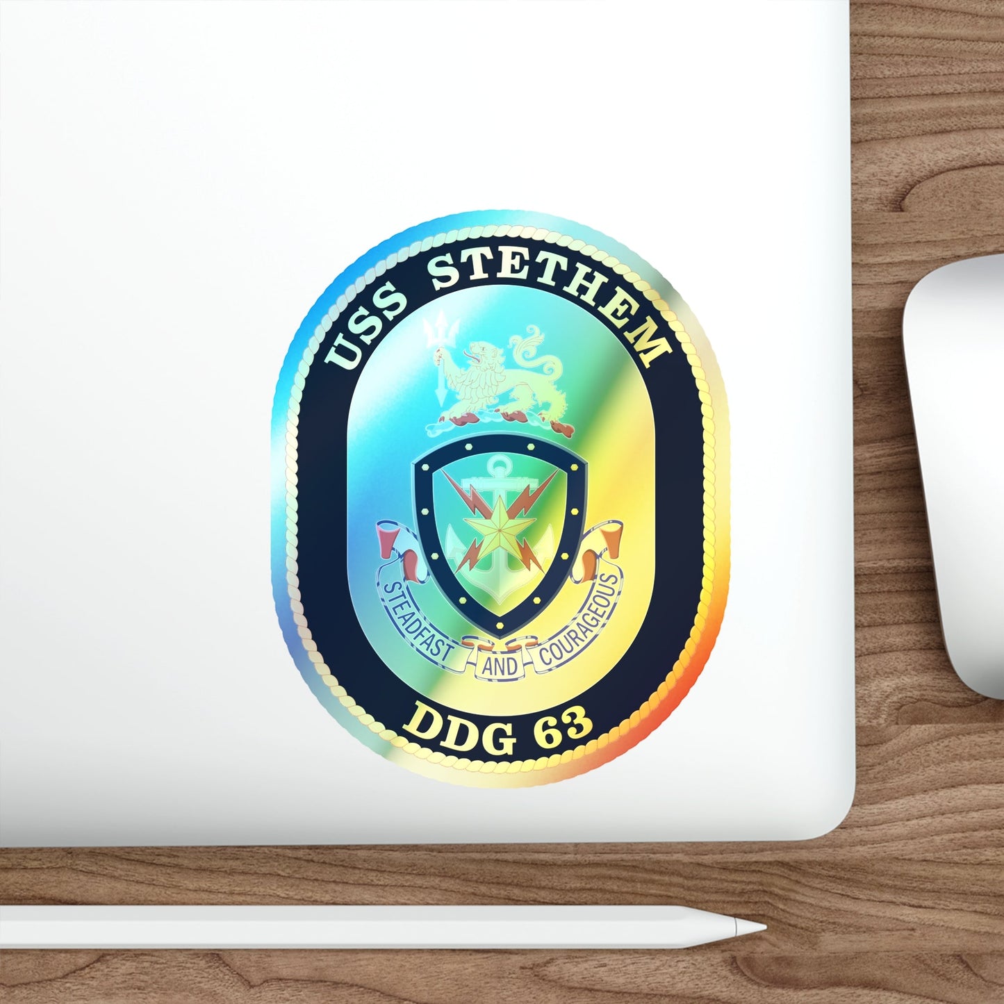 USS Stethem DDG 63 Crest (U.S. Navy) Holographic STICKER Die-Cut Vinyl Decal-The Sticker Space