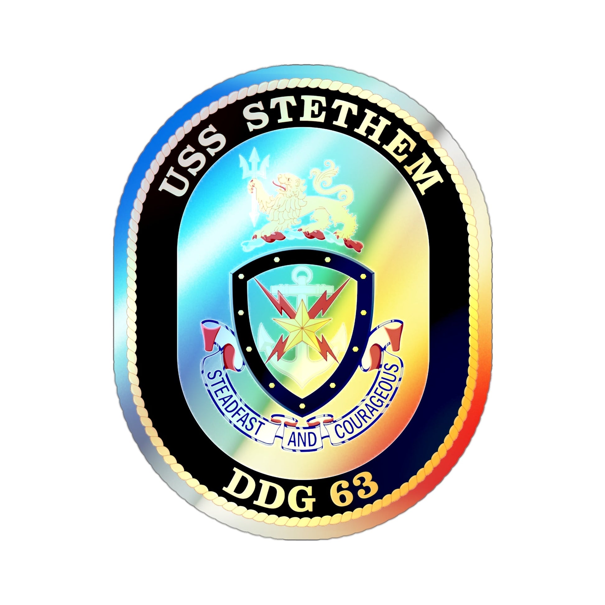 USS Stethem DDG 63 Crest (U.S. Navy) Holographic STICKER Die-Cut Vinyl Decal-3 Inch-The Sticker Space