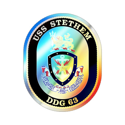 USS Stethem DDG 63 Crest (U.S. Navy) Holographic STICKER Die-Cut Vinyl Decal-3 Inch-The Sticker Space