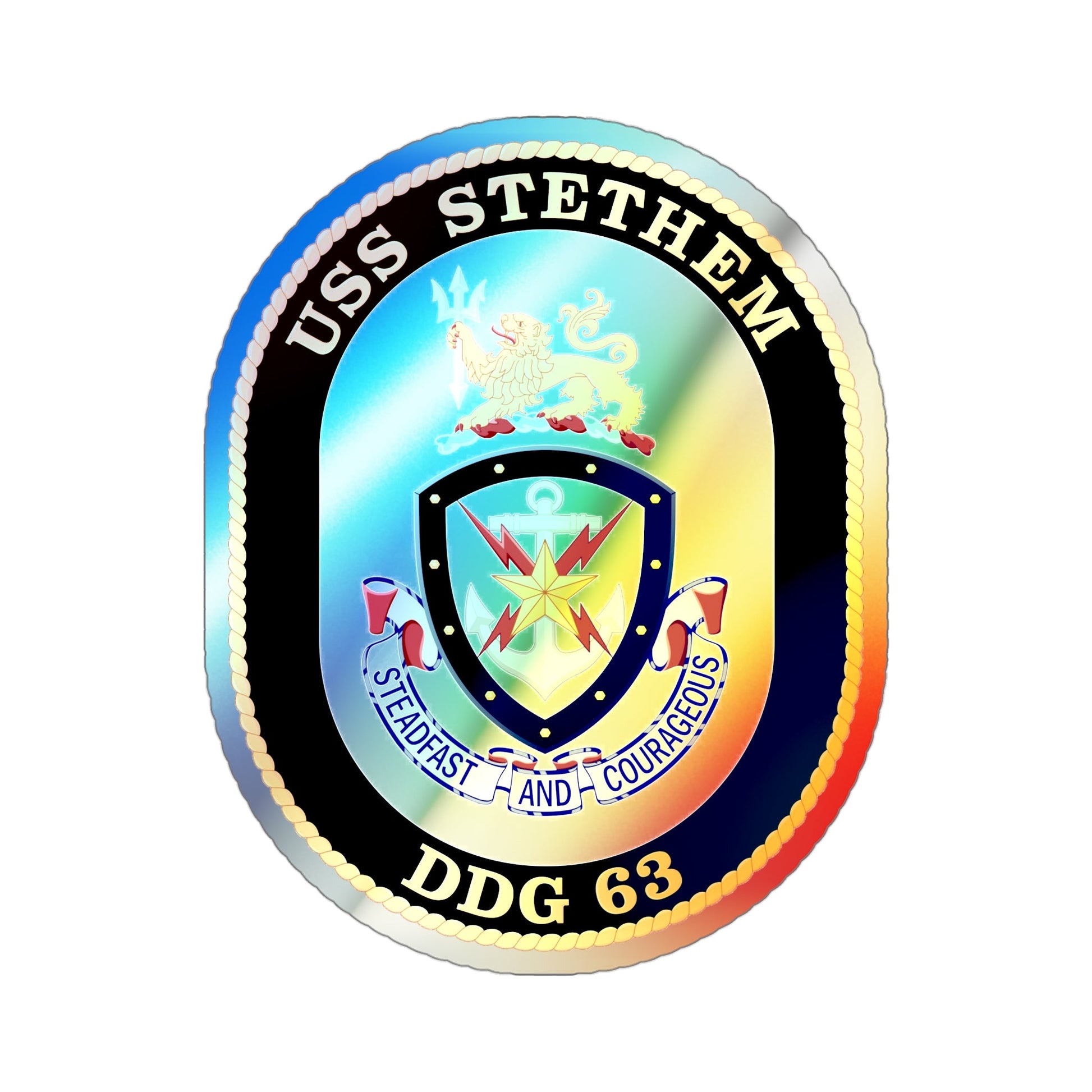 USS Stethem DDG 63 Crest (U.S. Navy) Holographic STICKER Die-Cut Vinyl Decal-4 Inch-The Sticker Space