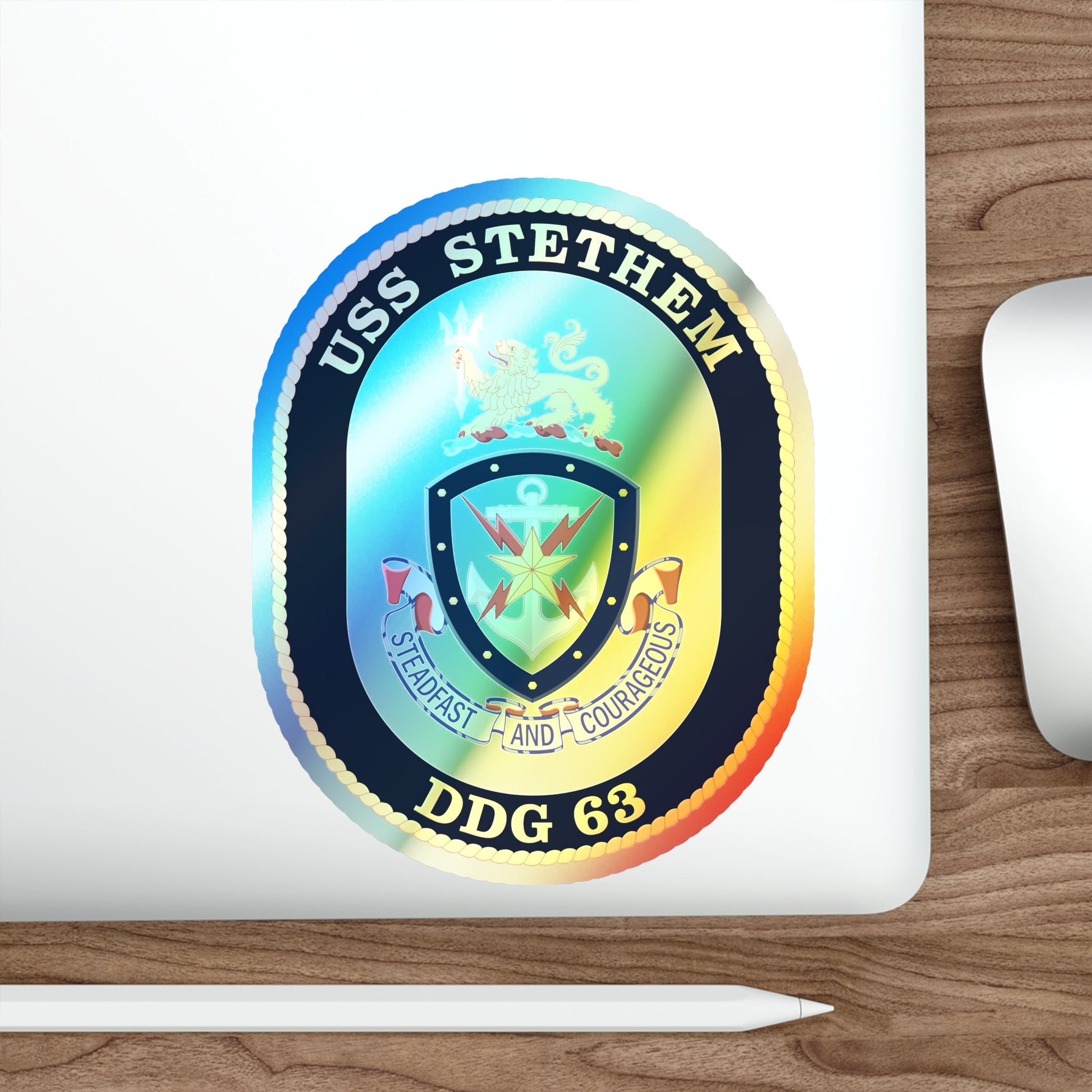 USS Stethem DDG 63 Crest (U.S. Navy) Holographic STICKER Die-Cut Vinyl Decal-The Sticker Space