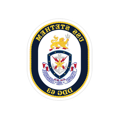 USS Stethem DDG 63 Crest (U.S. Navy) REVERSE PRINT Transparent STICKER-2" × 2"-The Sticker Space