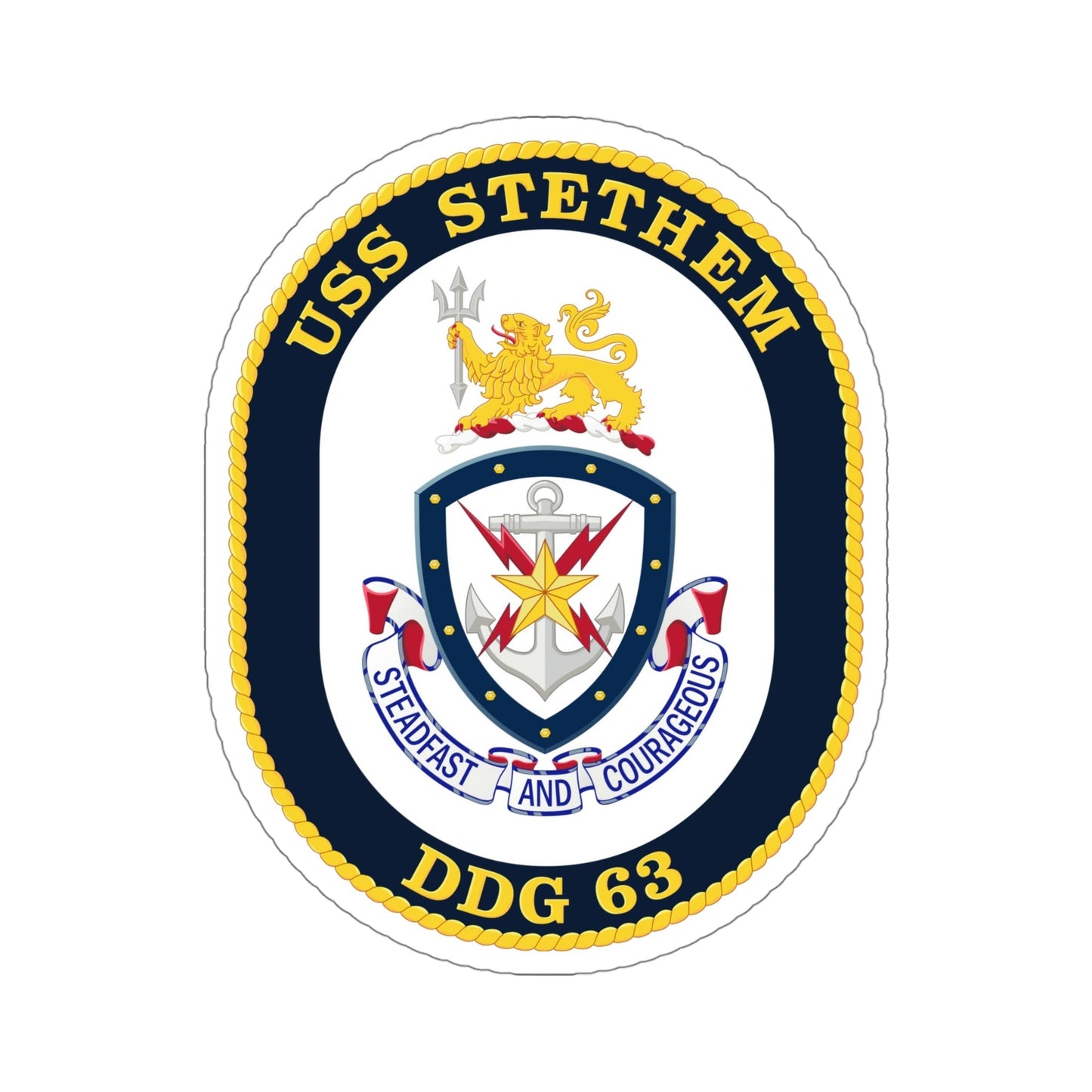 USS Stethem DDG 63 Crest (U.S. Navy) STICKER Vinyl Die-Cut Decal-5 Inch-The Sticker Space