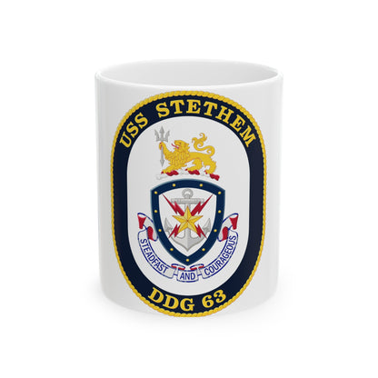 USS Stethem DDG 63 Crest (U.S. Navy) White Coffee Mug-11oz-The Sticker Space