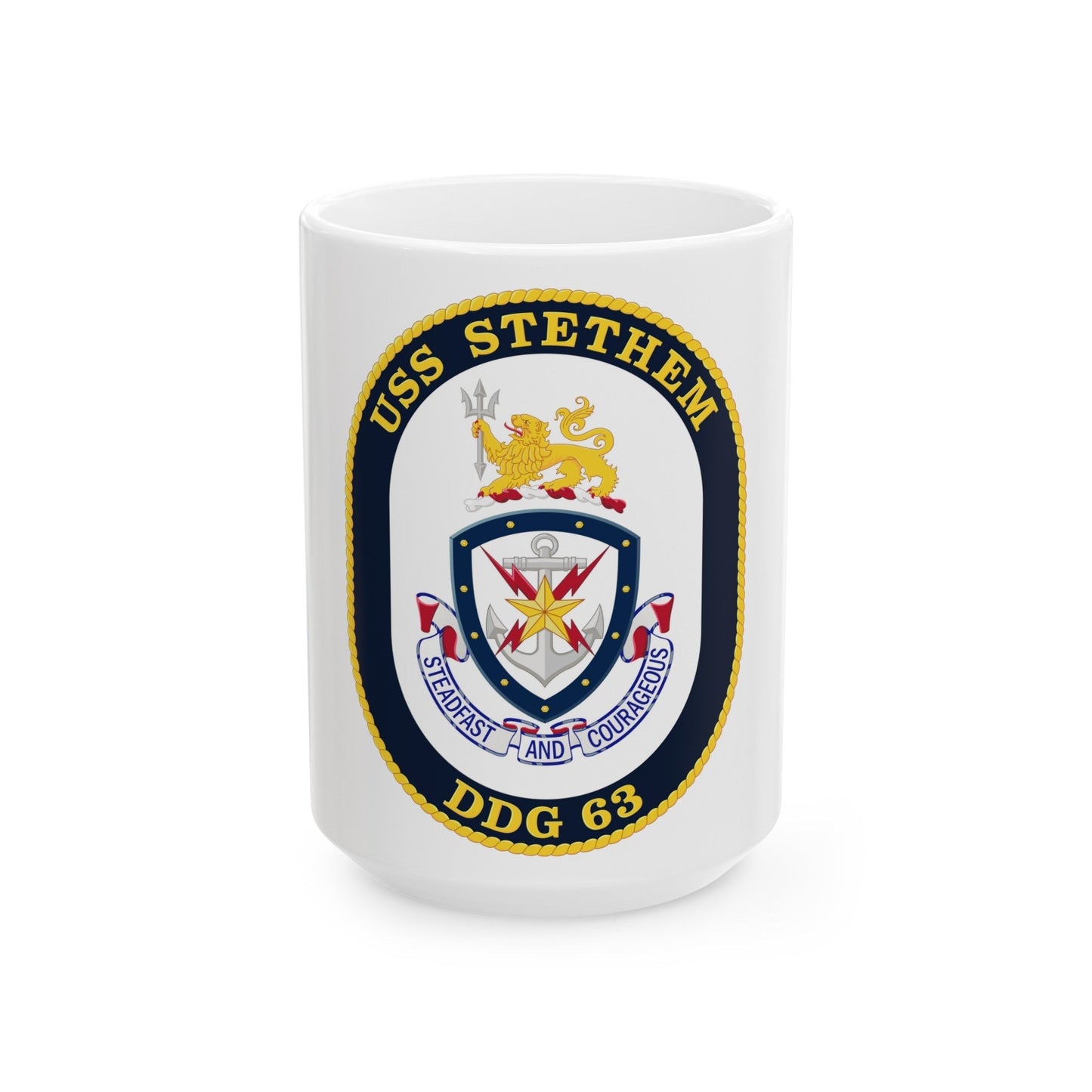 USS Stethem DDG 63 Crest (U.S. Navy) White Coffee Mug-15oz-The Sticker Space