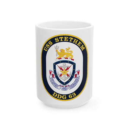 USS Stethem DDG 63 Crest (U.S. Navy) White Coffee Mug-15oz-The Sticker Space