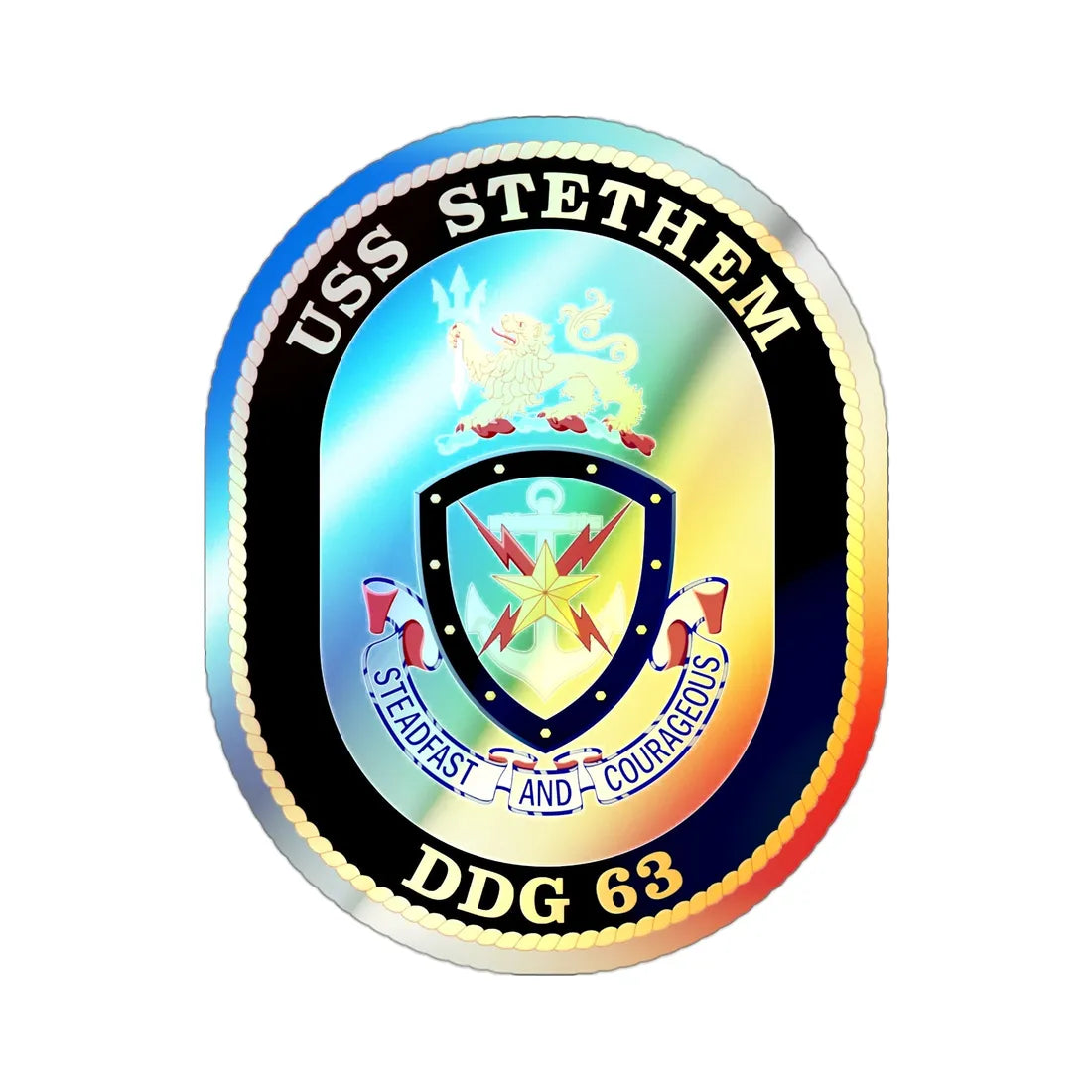 USS Stethem DDG 63 Crest (U.S. Navy) Holographic STICKER Die-Cut Vinyl Decal 3 Inch Holographic - The Sticker Space