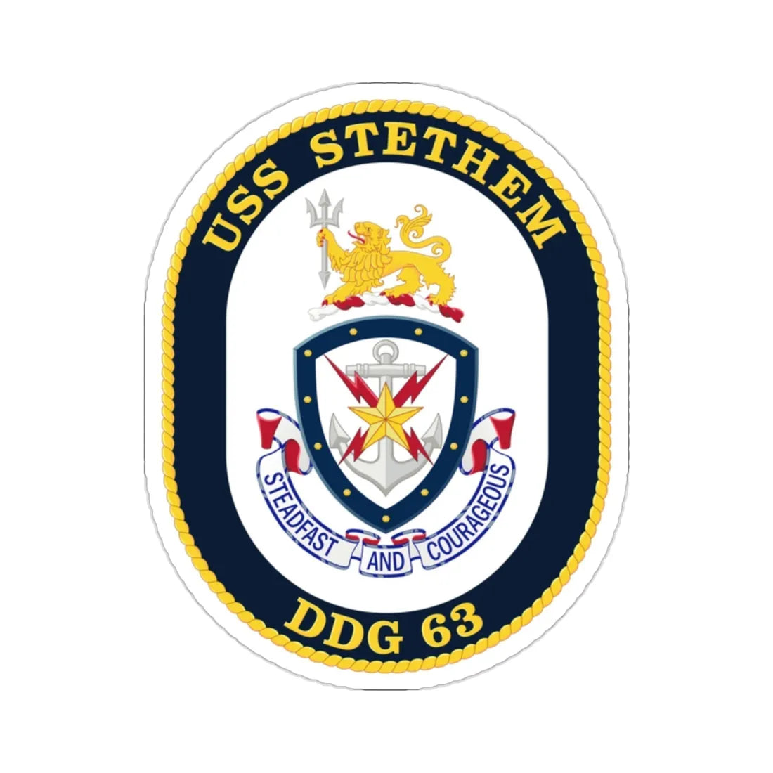 USS Stethem DDG 63 Crest (U.S. Navy) STICKER Vinyl Die-Cut Decal 2 Inch - The Sticker Space