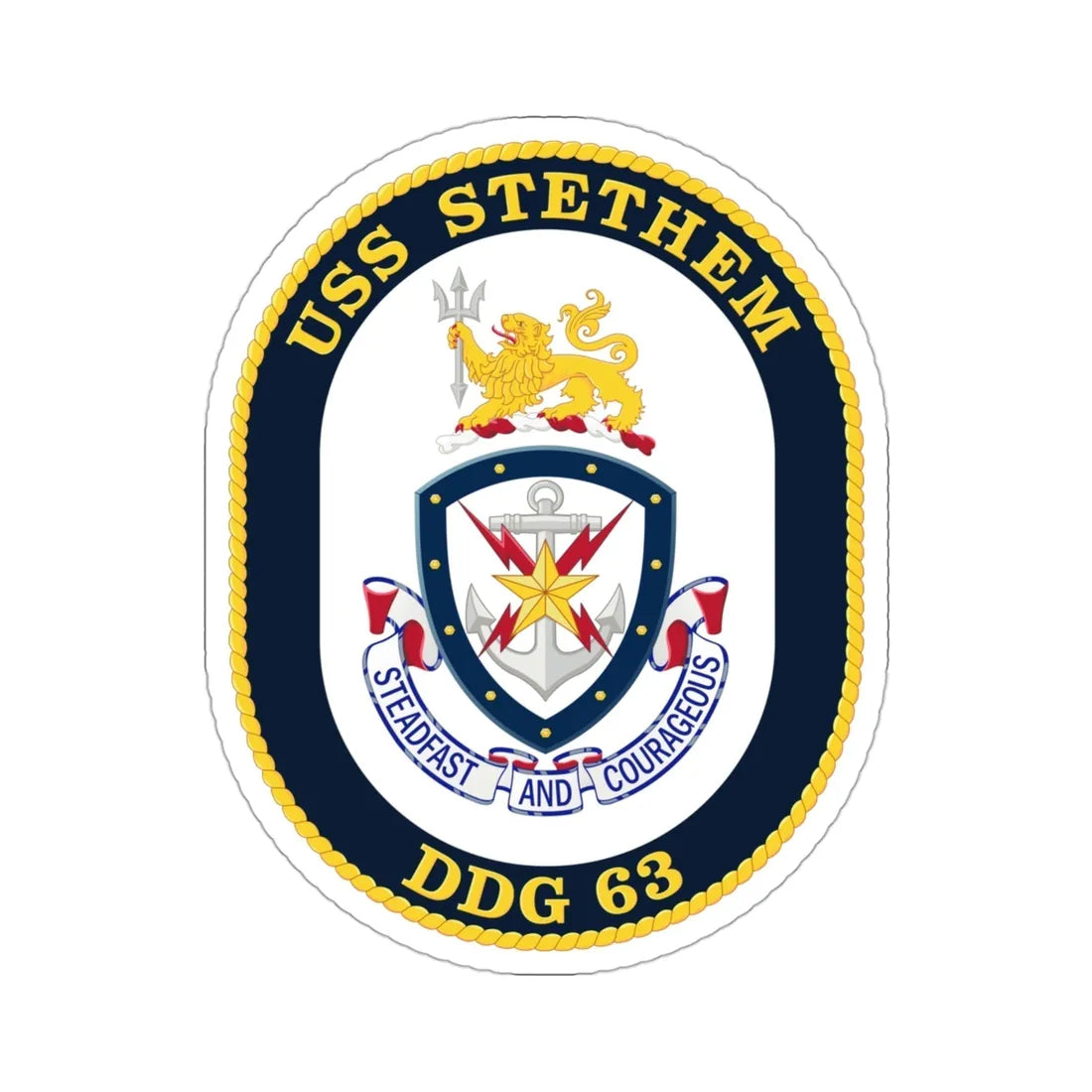 USS Stethem DDG 63 Crest (U.S. Navy) STICKER Vinyl Die-Cut Decal 3 Inch - The Sticker Space