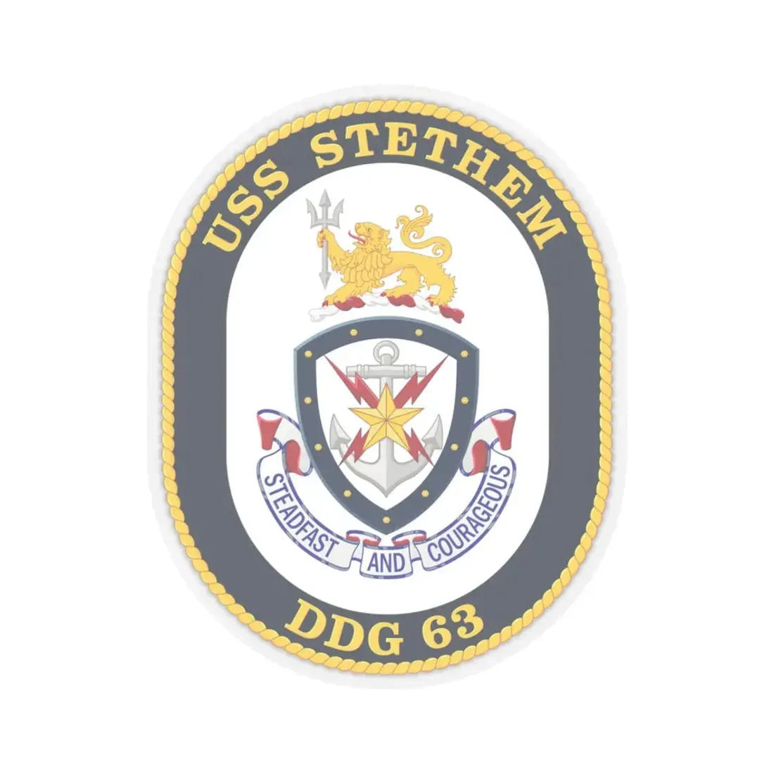USS Stethem DDG 63 Crest (U.S. Navy) STICKER Vinyl Kiss-Cut Decal 3 Inch Transparent - The Sticker Space