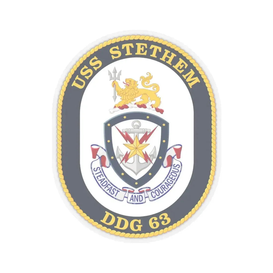 USS Stethem DDG 63 Crest (U.S. Navy) STICKER Vinyl Kiss-Cut Decal 4 Inch Transparent - The Sticker Space