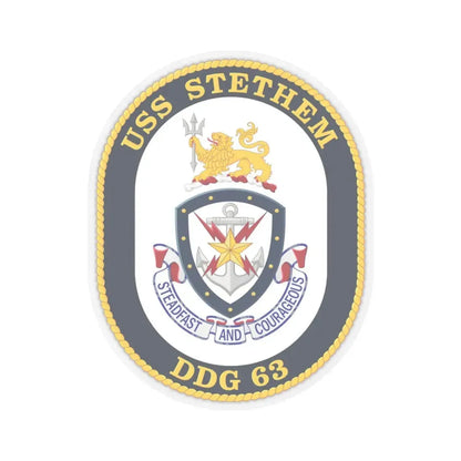 USS Stethem DDG 63 Crest (U.S. Navy) STICKER Vinyl Kiss-Cut Decal 4 Inch Transparent - The Sticker Space